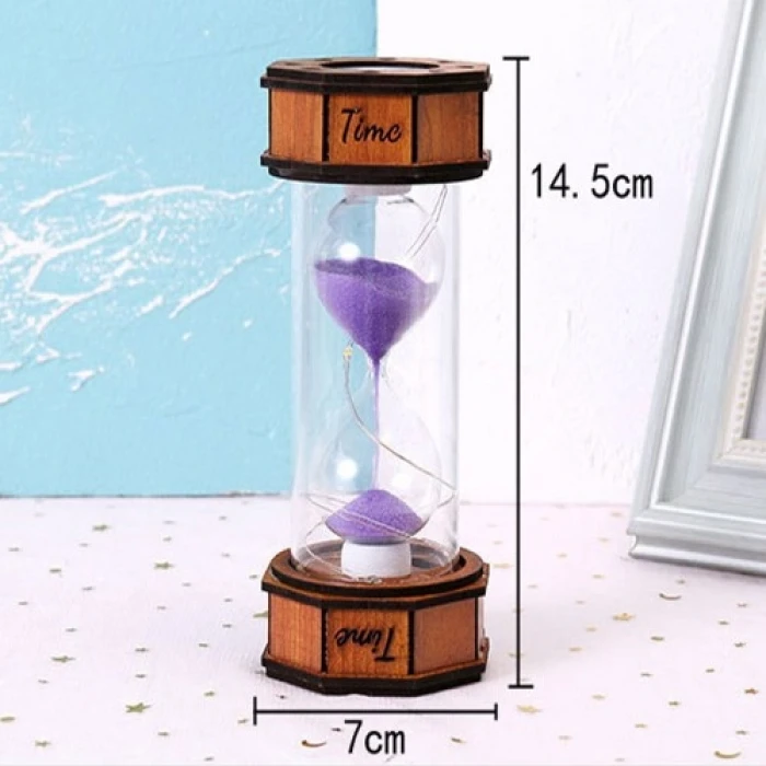 ieg™  Işıklı Dekoratif Ahşap Kum Saati