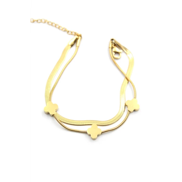 ieg™ İtalyan Zincir Çoklu Yonca Bileklik - Altın