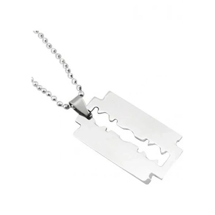 ieg™ Jilet Çelik Kolye - Jilet Model Paslanmaz Gümüş Renk Çelik Kolye