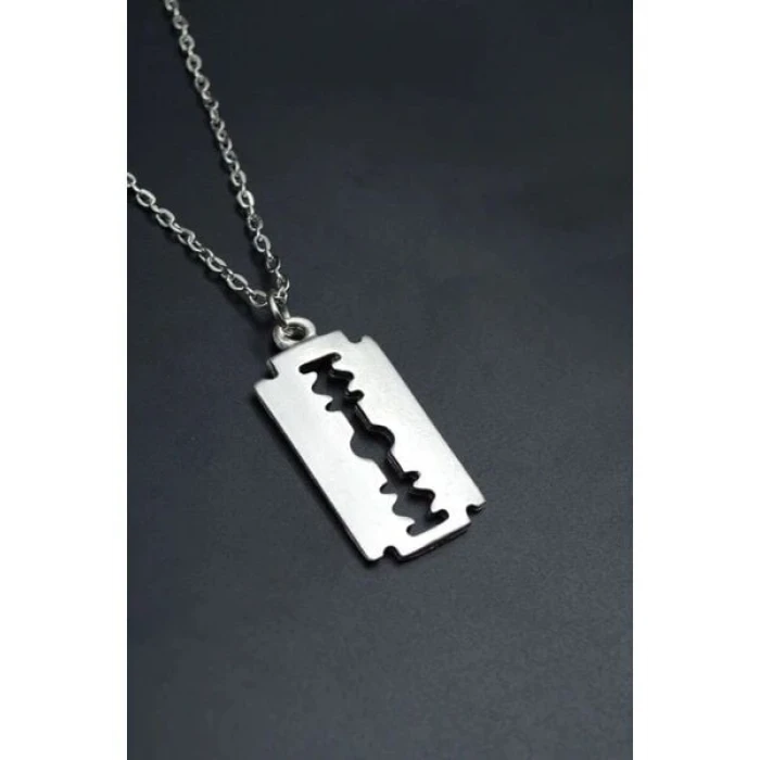 ieg™ Jilet Çelik Kolye - Jilet Model Paslanmaz Gümüş Renk Çelik Kolye