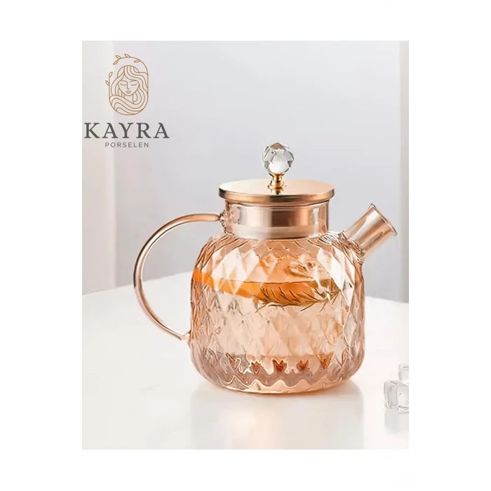 ieg™ Kabartmalı Borosilikat Cam Demlik 1000ml -CM-2006
