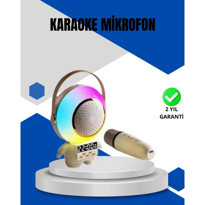 ieg™ Kablosuz Mikrofonlu Astronot Tasarım Bluetooth Speaker Karaoke