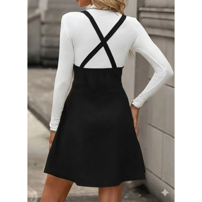 ieg™ Kadın Askılı Düğmeli Mini Süet Elbise