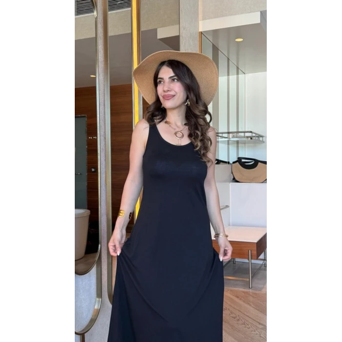 ieg™ Kadın Askılı Yuvarlak Yakalı Viskon Elbise