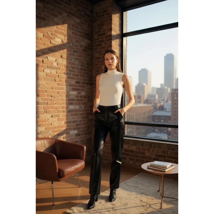 ieg™ Kadın Beyaz Kolsuz Balıkçı Yaka Basic Bluz