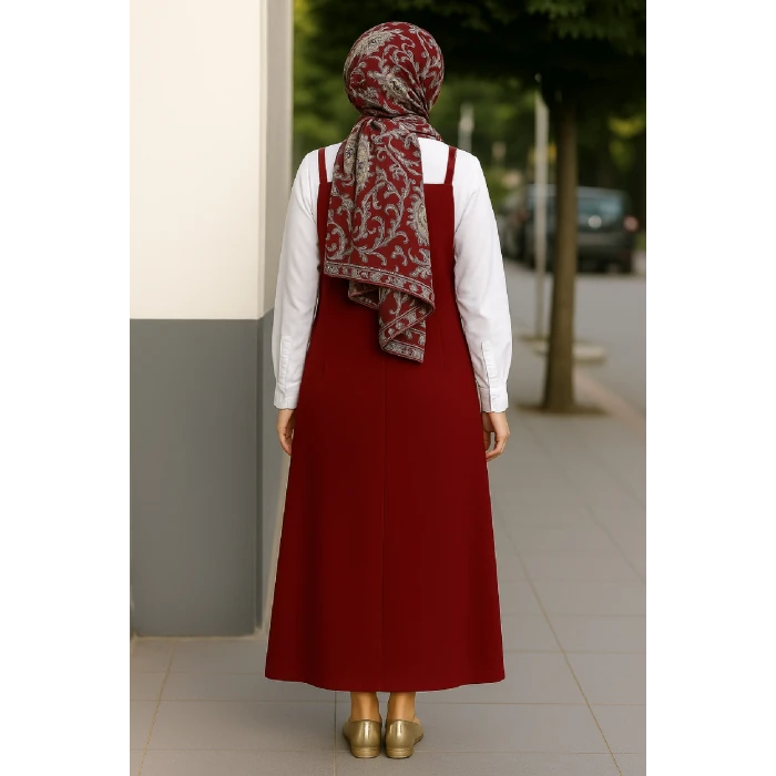 ieg™ Kadın Bordo Basic Ayarlanabilir Askılı Jile Elbise