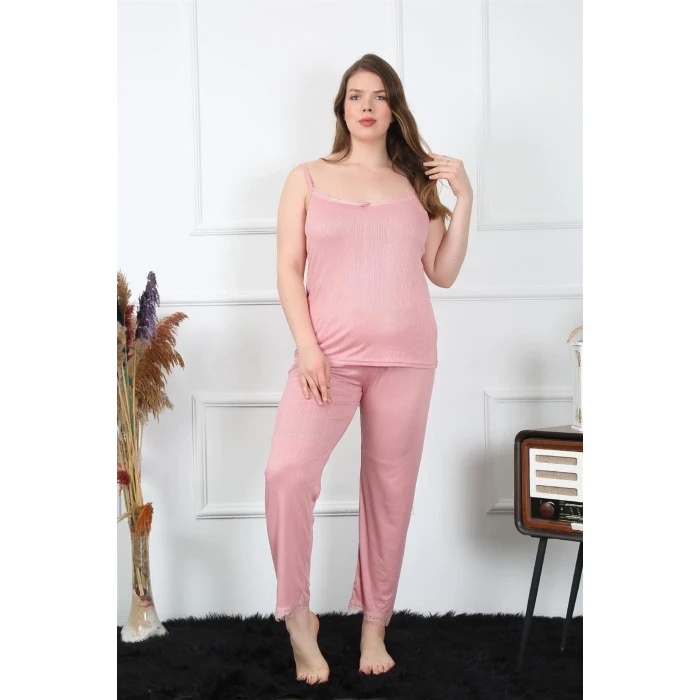 ieg ™ Kadın Büyük Beden Pudra İp Askılı Pijama Takım