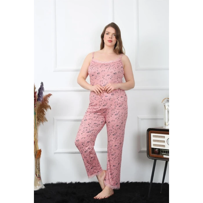 ieg ™ Kadın Büyük Beden Somon İp Askılı Pijama Takım