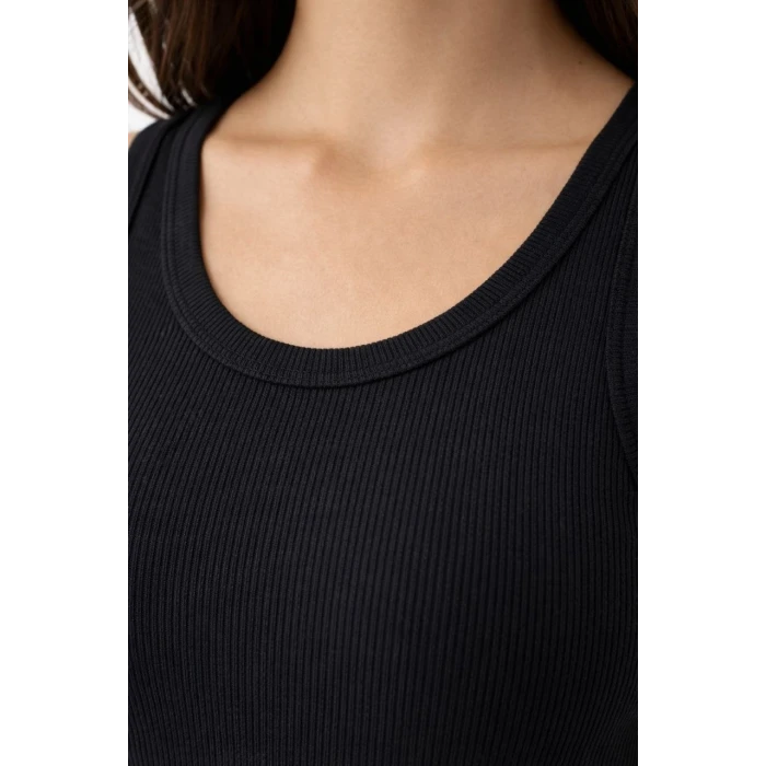 ieg™ Kadın Fitilli Likralı Kaşkorse Atlet Vücuda Oturan Basic Şıklık - Siyah