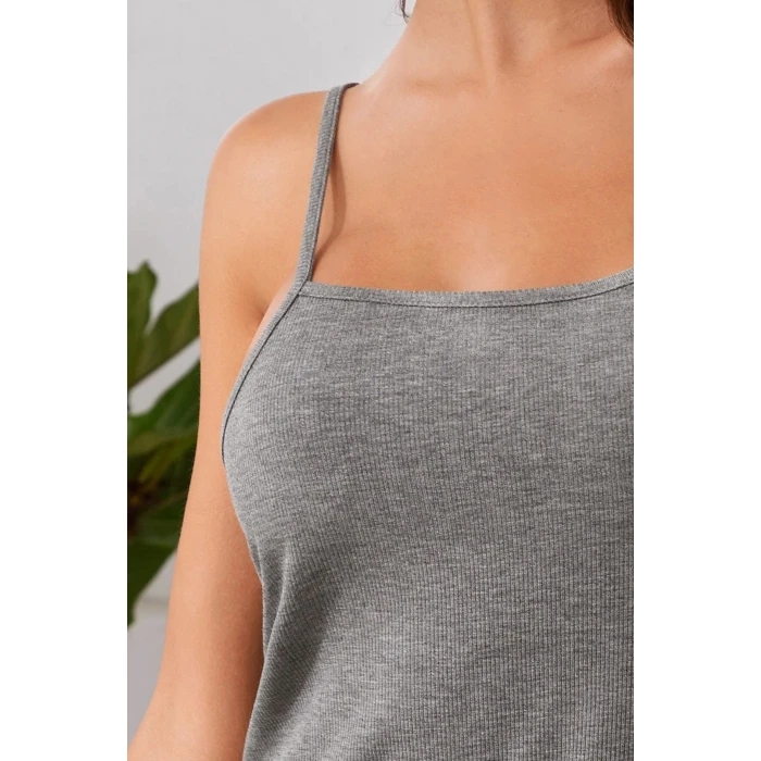 ieg™ Kadın Gri Ip Askılı Penye Gecelik