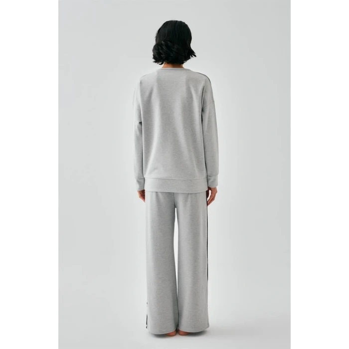 ieg ™ Kadın Gri Terazi Burcu Oversize 2 İplik Eşofman Ev Giyim Takımı
