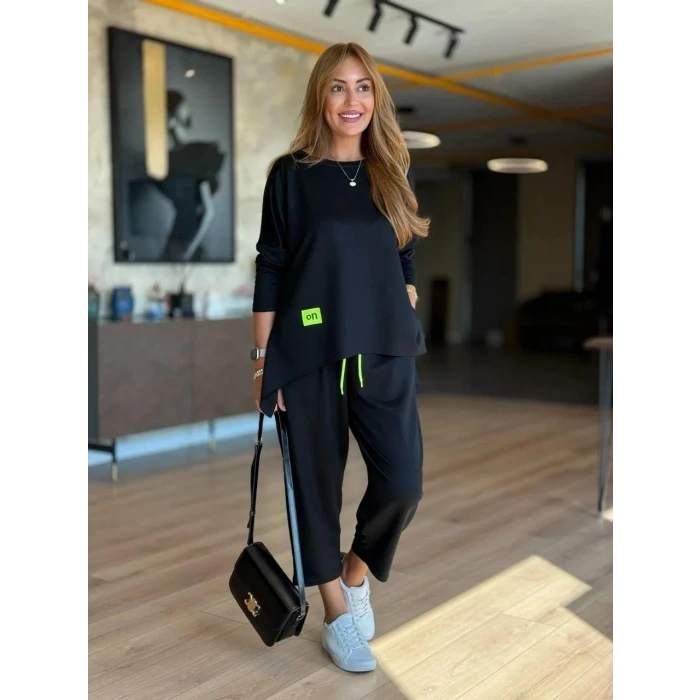 ieg™ Kadın Iki Iplik Viskon Pamuk Kumaş Arma Detaylı Ikili Takım