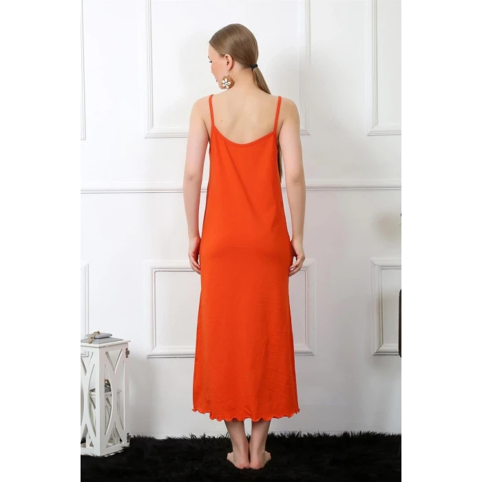ieg ™ Kadın İp Askılı Turuncu Uzun Gecelik