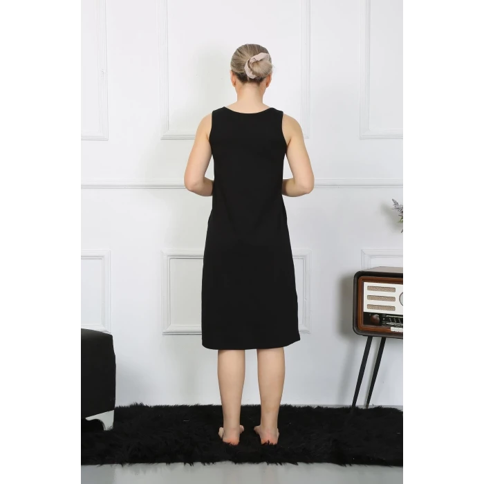 ieg ™ Kadın Kalın Askılı Penye Uzun Siyah Gecelik