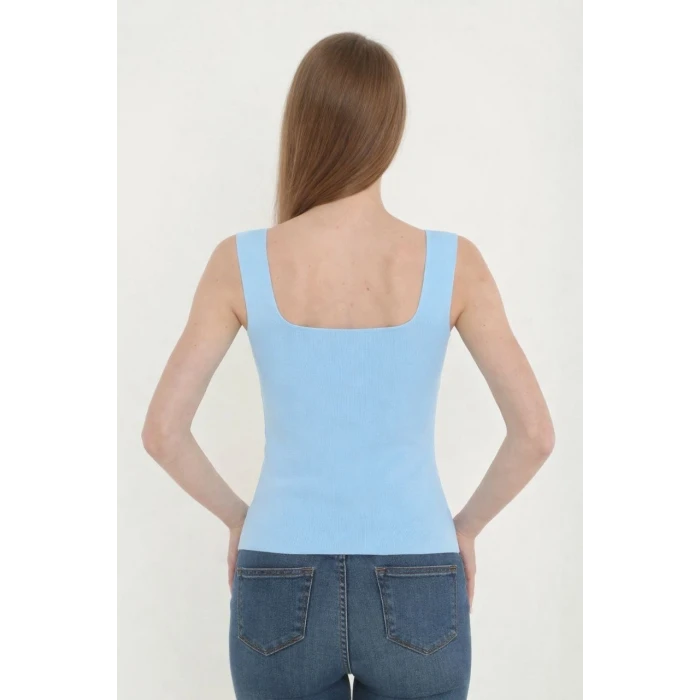 ieg™ Kadın Kare Yaka Detay Crop - Mavi