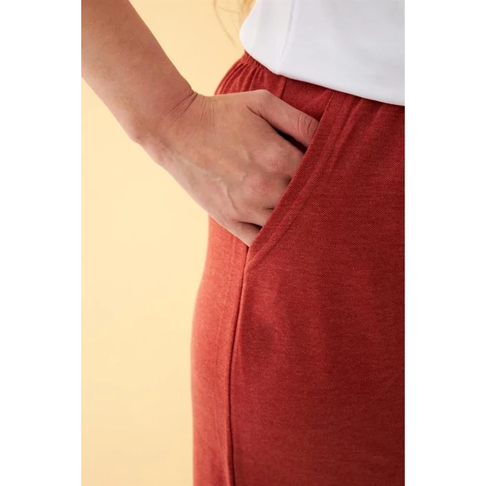 ieg ™ Kadın Kiremit Rengi Rahat Kalıp Cepli Şort