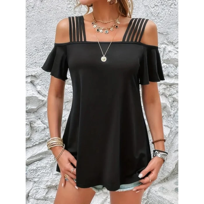 ieg™ Kadın Kısa Kollu Beş Askılı Viskon Bluz