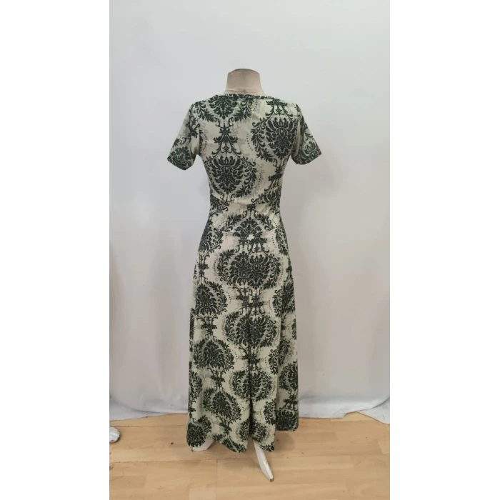 ieg™ Kadın Kısa Kollu Bisiklet Yaka Puantiyeli Maksi örme Krep Elbise