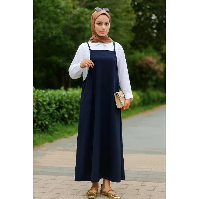 ieg™ Kadın Lacivert Basic Ayarlanabilir Askılı Jile Elbise