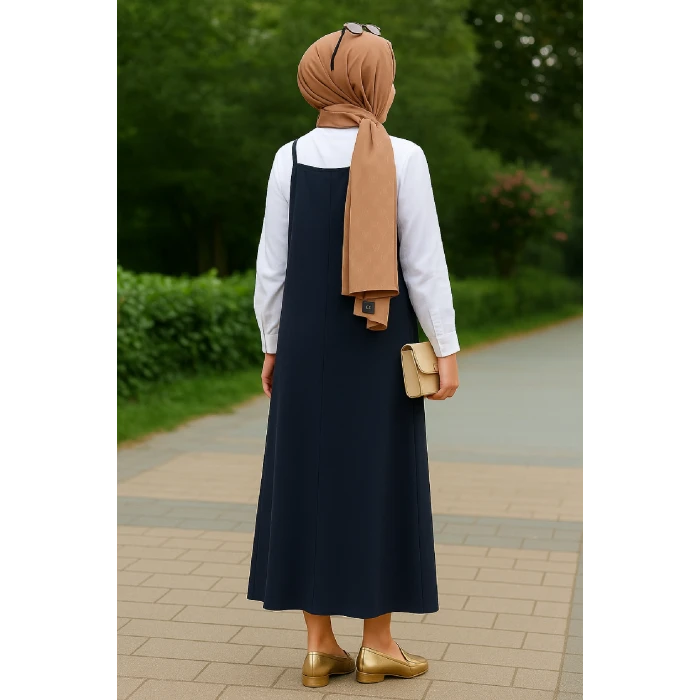 ieg™ Kadın Lacivert Basic Ayarlanabilir Askılı Jile Elbise