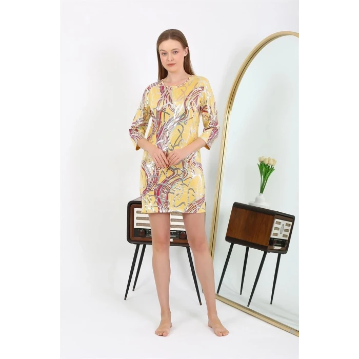 ieg ™ Kadın Micro Kumaş Mini Parlak Elbise Sarı