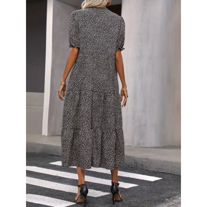 ieg™ Kadın Mini Leopar Desen Midi üç Kat Elbise