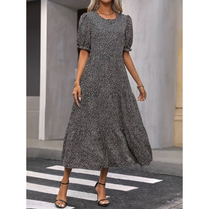 ieg™ Kadın Mini Leopar Desen Midi üç Kat Elbise
