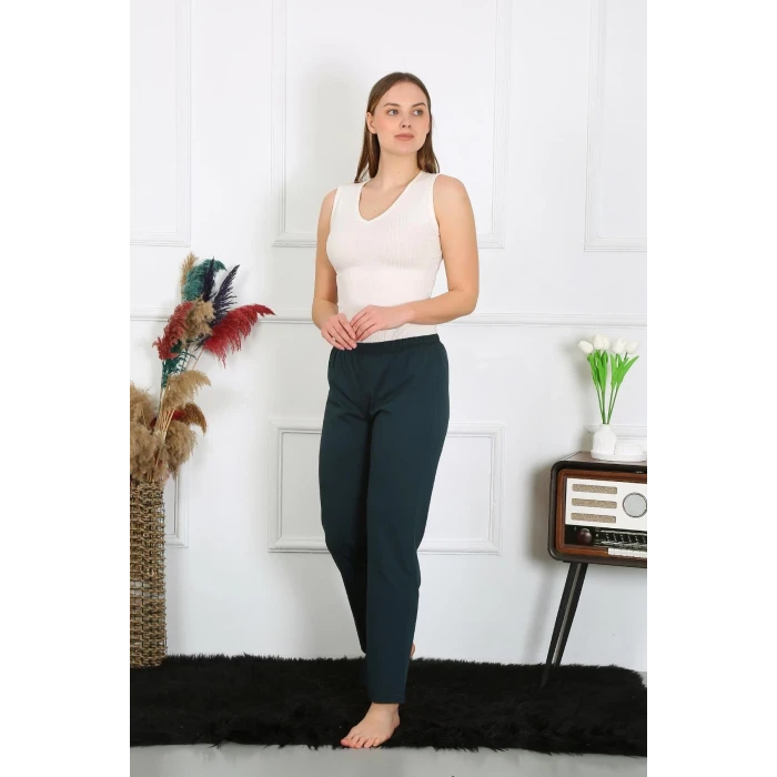 ieg ™ Kadın Pamuk Penye Tek Alt Pijama Petrol