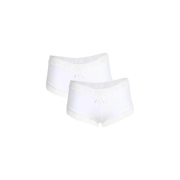 ieg ™ Kadın Pamuklu 2li Boxer Beyaz