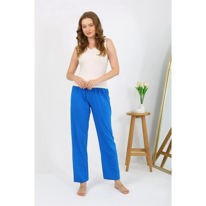 ieg ™ Kadın Penye Düz Tek Alt Pijama Mavi