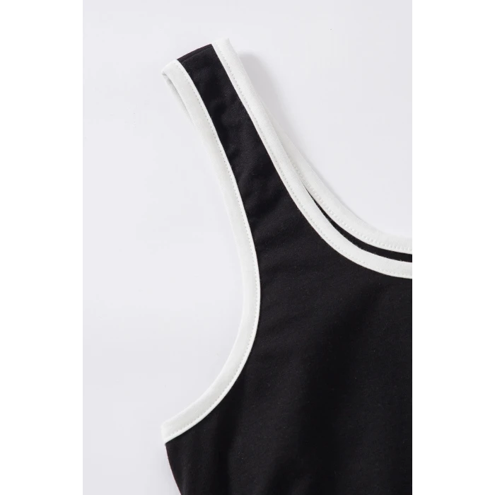 ieg™ Kadın Siyah Askılı Crop Top ve Şortlu Gecelik Takım