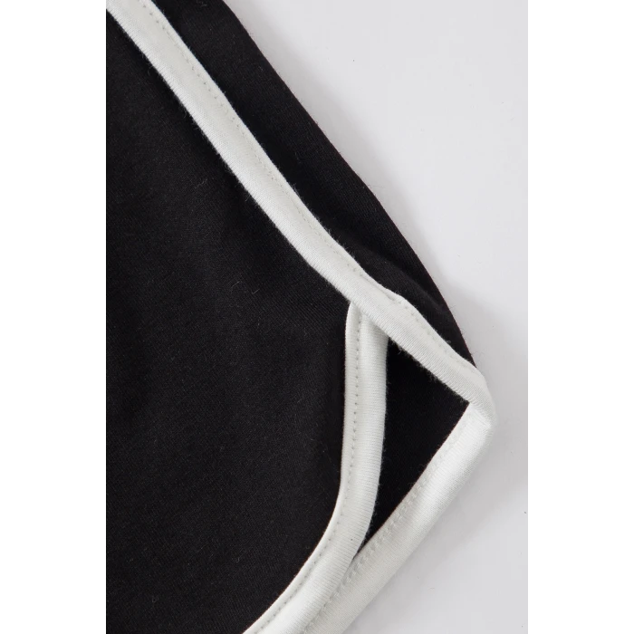 ieg™ Kadın Siyah Askılı Crop Top ve Şortlu Gecelik Takım