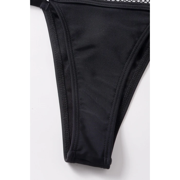 ieg™ Kadın Siyah File Detaylı Özel Bikini Takımı