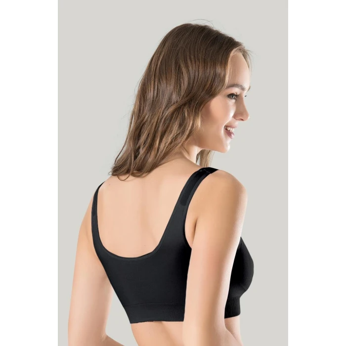 ieg™ Kadın Siyah Kalın Askılı Çıkarılabilir Pedli Örme Seamless Dikişsiz Basic Büstiyer