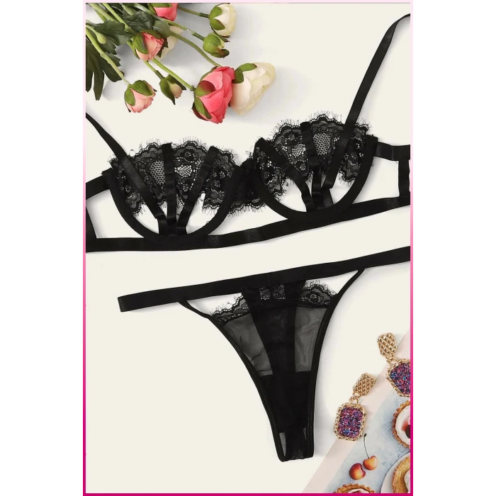 ieg™ Kadın Siyah Midye Sütyen Takım