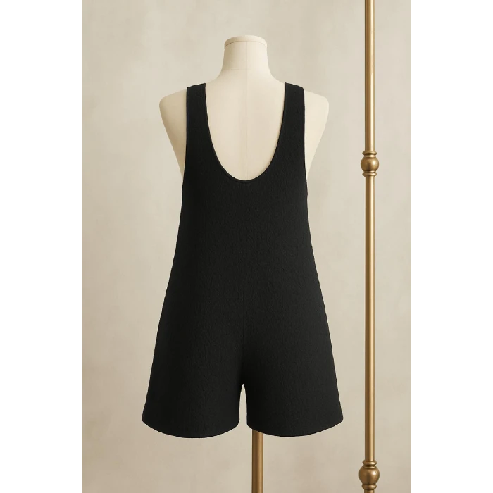 ieg™ Kadın Siyah Mini Cepli Tulum Plaj Elbisesi