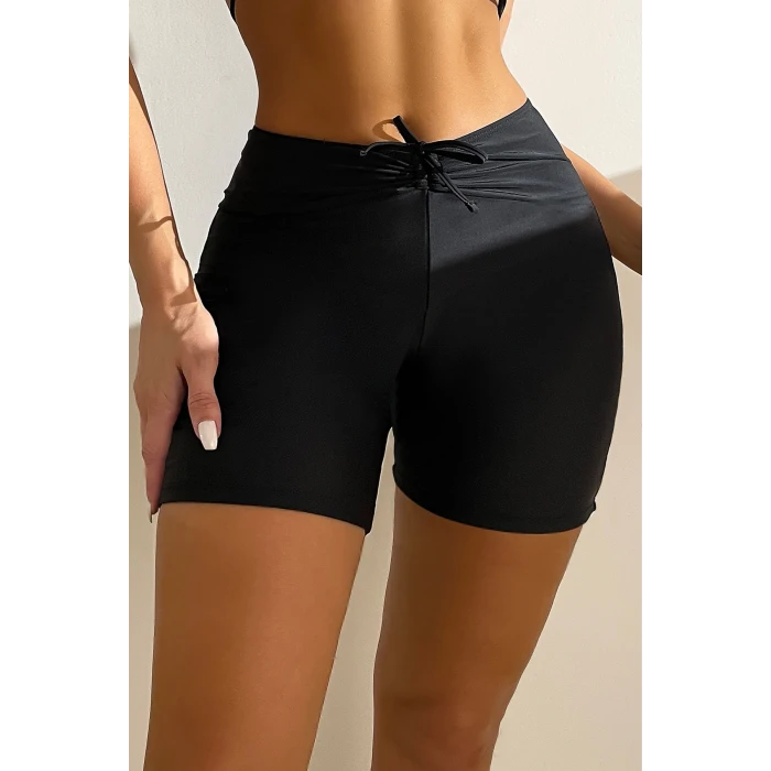 ieg™ Kadın Siyah Önden Bağcıklı Deniz Şortu