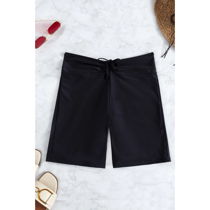 ieg™ Kadın Siyah Önden Bağcıklı Deniz Şortu