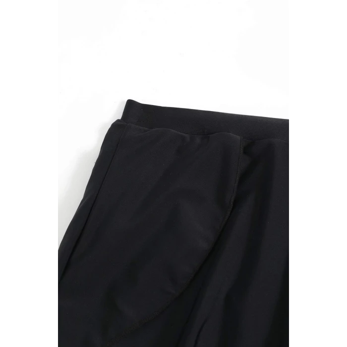 ieg™ Kadın Siyah Yırtmaçlı Etek Görünümlü Şık Deniz Şortu