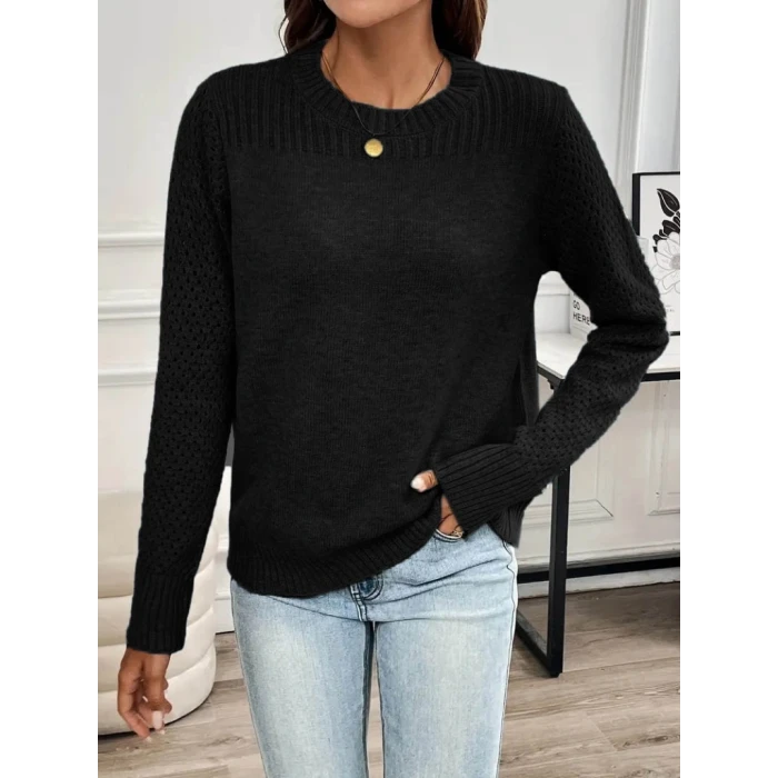 ieg™ Kadın Uzun Kollu Bisiklet Yaka Triko Bluz