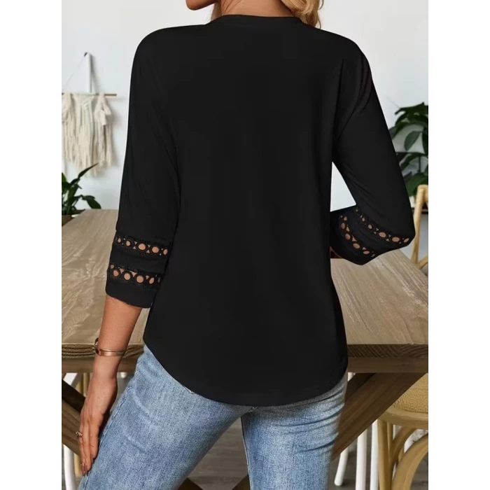 ieg™ Kadın Uzun Kollu Bisiklet Yaka Truvakar Kollu Viskon Bluz
