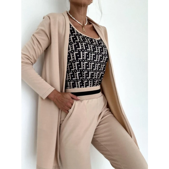 ieg™ Kadın Uzun Kollu Krep üçlü Takım