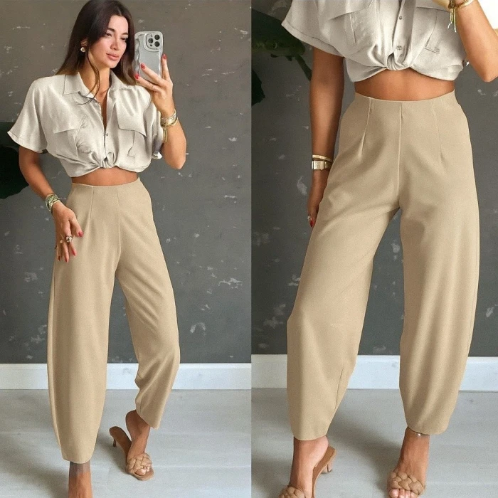 ieg™ Kadın Yüksek Bel Krep Pantolon
