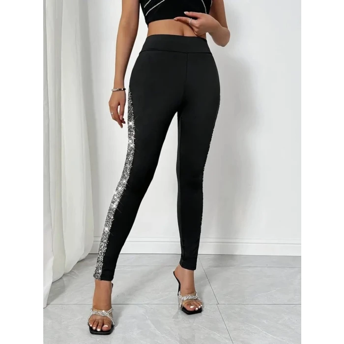 ieg™ Kadın Yüksek Bel Yarı şerit Pul Payetli Dalgıç Tayt