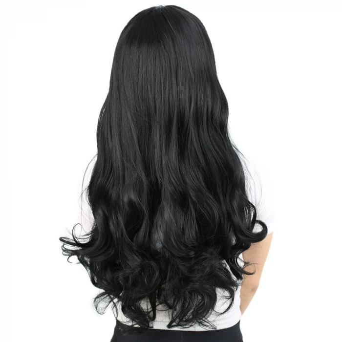ieg™ Kahküllü Uzun Dalgalı Fiber Sentetik Peruk - Siyah