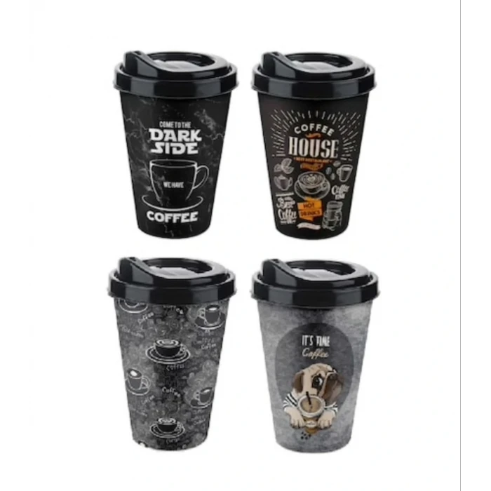 ieg™ Kahve Bardağı - Kapaklı Desenli 650ml