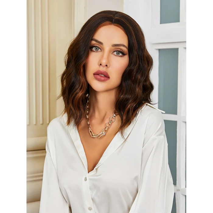 ieg™ Kahverengi / Karamel Röfleli Küt Tül Peruk