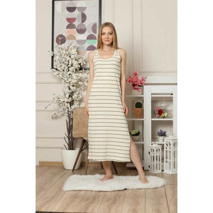 ieg ™ Kalın Askılı Penye Uzun Gecelik Bej