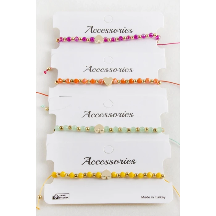 ieg™ Kalp Kristal Makrome İp Bileklik