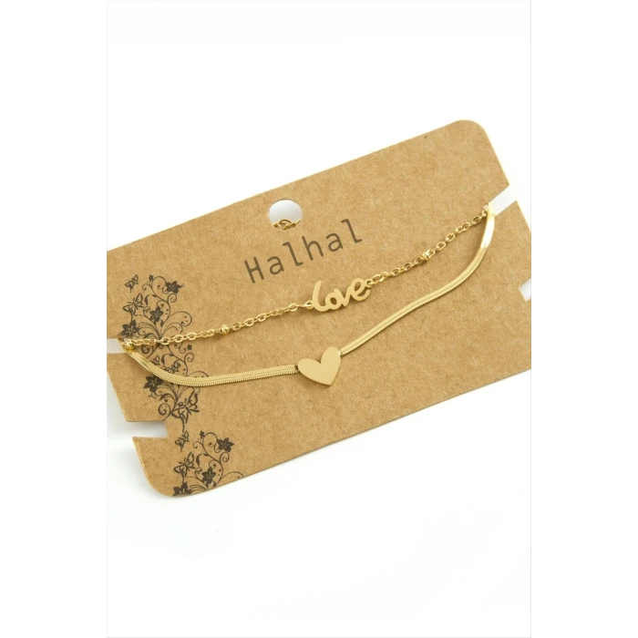 ieg™ Kalp Love Yazılı Lüks Çelik Halhal